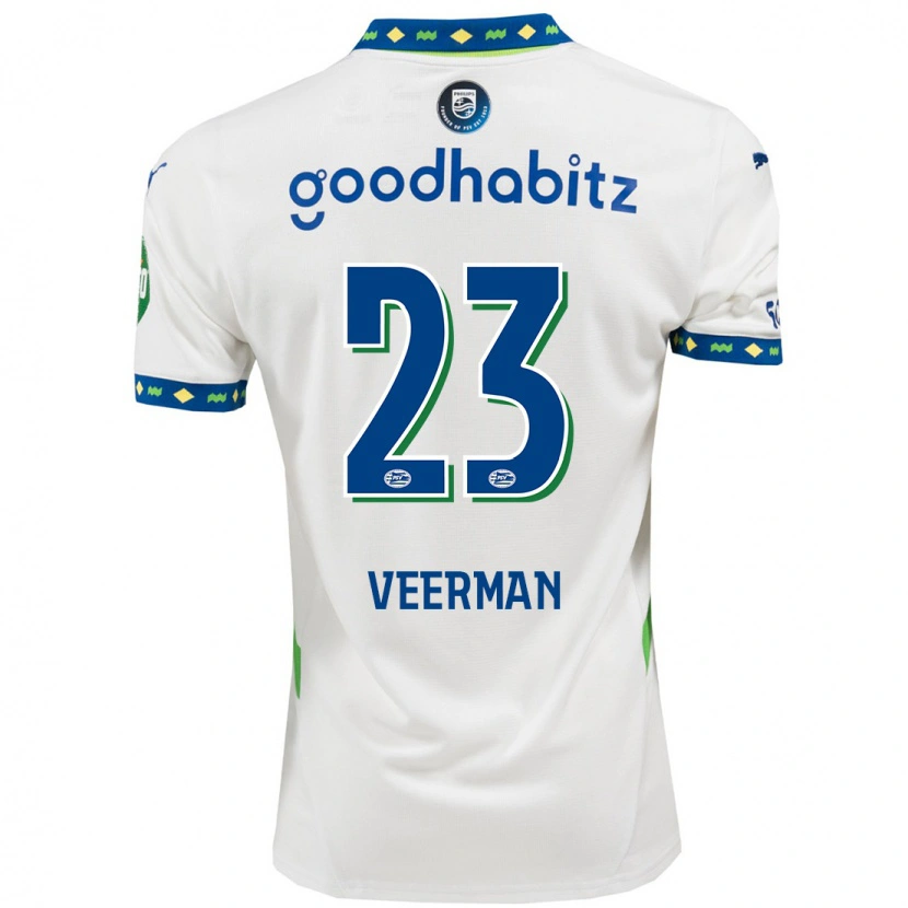 Danxen Hombre Camiseta Joey Veerman #23 Blanco Azul Oscuro Equipación Tercera 2024/25 La Camisa