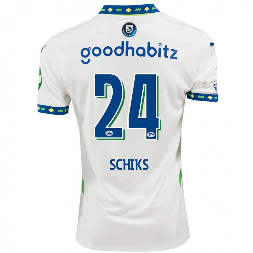 Danxen Hombre Camiseta Niek Schiks #24 Blanco Azul Oscuro Equipación Tercera 2024/25 La Camisa
