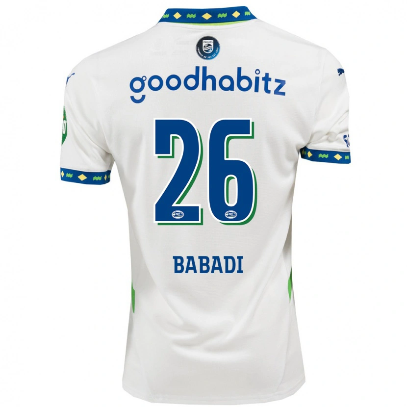 Danxen Hombre Camiseta Isaac Babadi #26 Blanco Azul Oscuro Equipación Tercera 2024/25 La Camisa