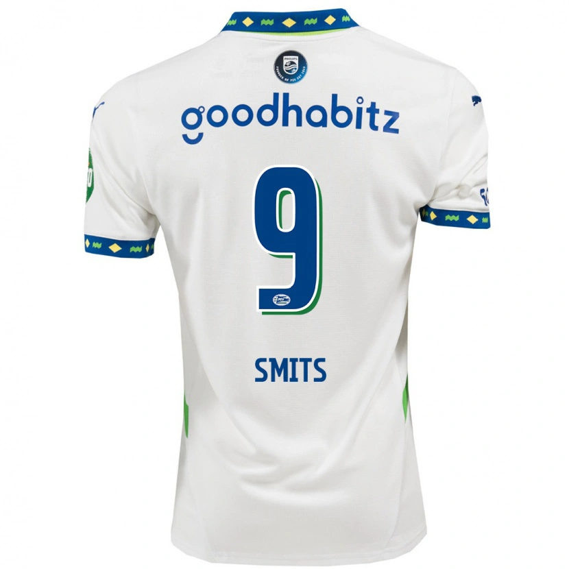 Danxen Hombre Camiseta Joëlle Smits #9 Blanco Azul Oscuro Equipación Tercera 2024/25 La Camisa