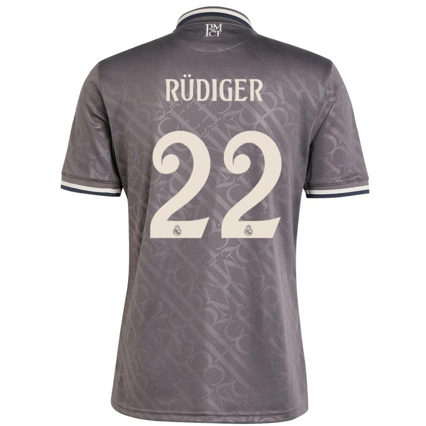 Danxen Hombre Camiseta Antonio Rüdiger #22 Carbón Equipación Tercera 2024/25 La Camisa