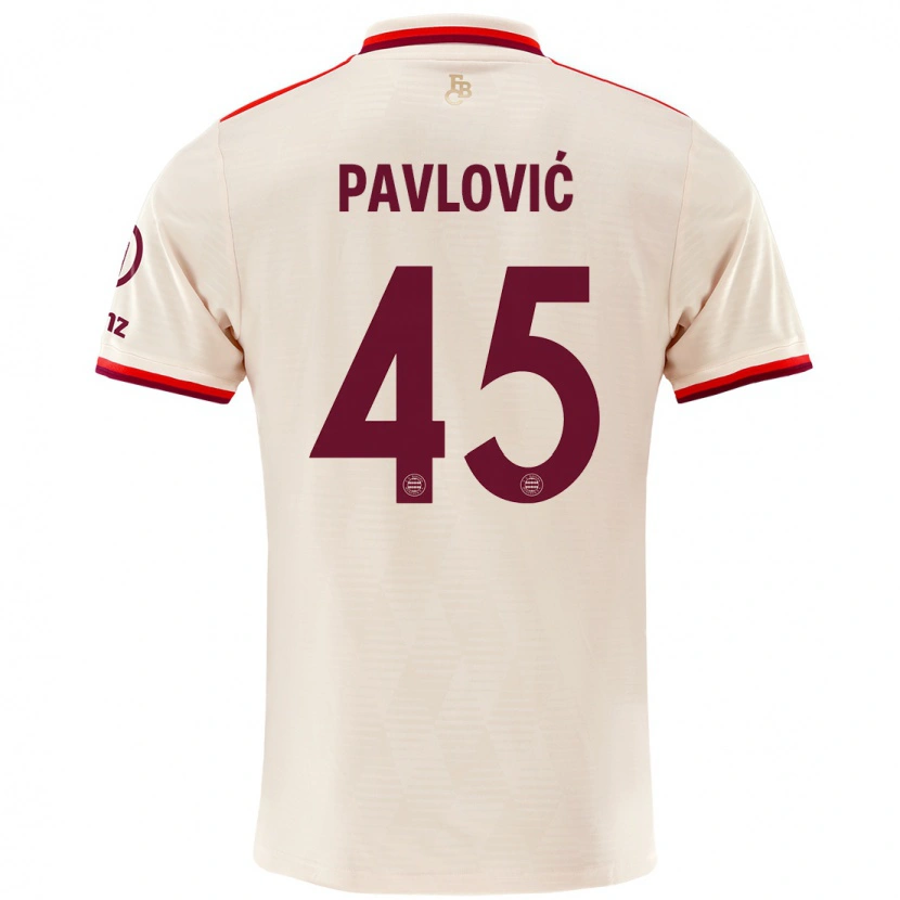 Danxen Hombre Camiseta Aleksandar Pavlovic #45 Lino Equipación Tercera 2024/25 La Camisa