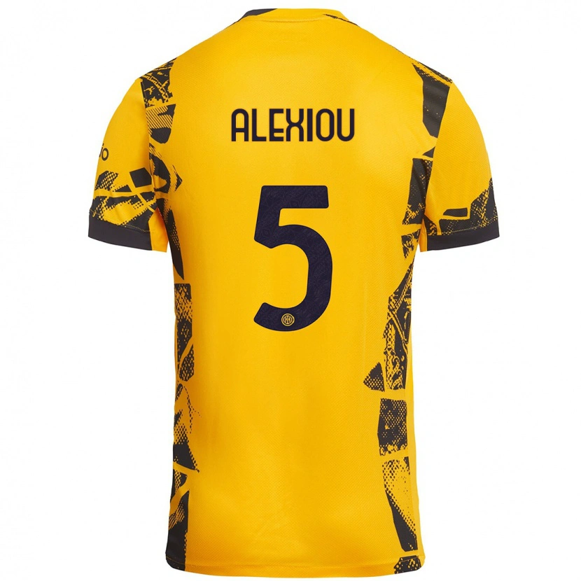 Danxen Hombre Camiseta Christos Alexiou #5 Dorado Negro Equipación Tercera 2024/25 La Camisa