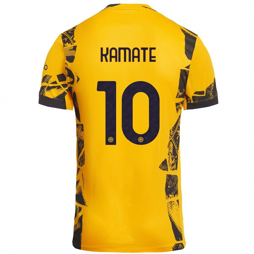 Danxen Hombre Camiseta Issiaka Kamate #10 Dorado Negro Equipación Tercera 2024/25 La Camisa