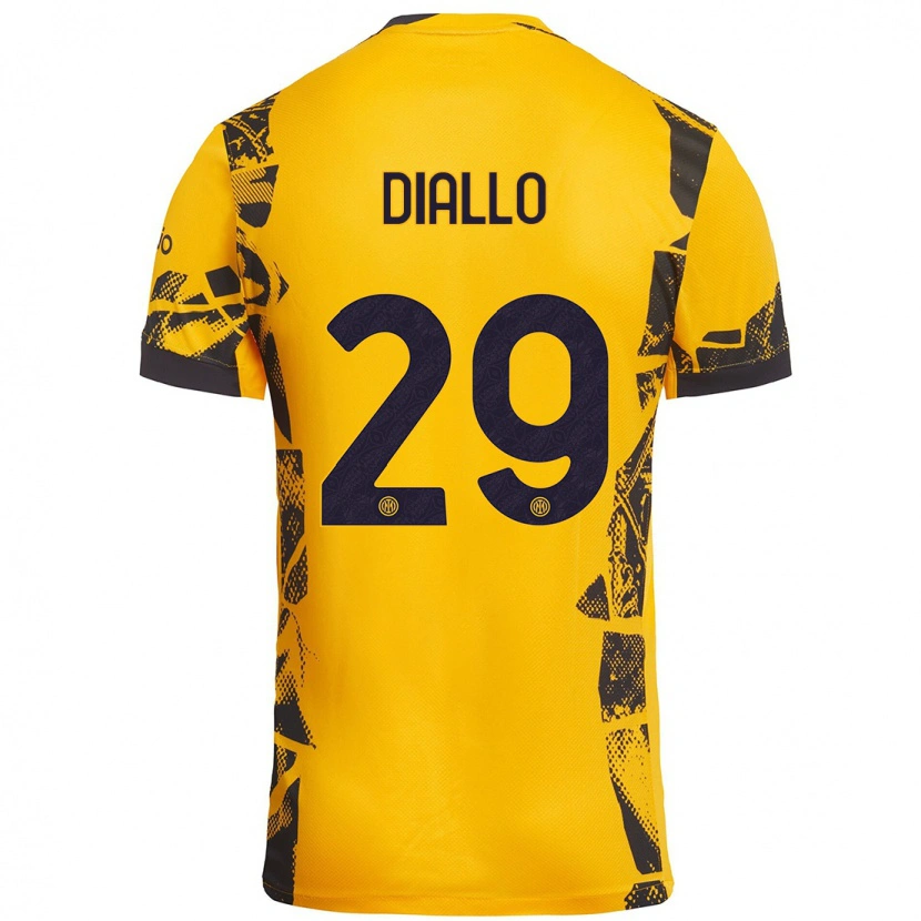 Danxen Hombre Camiseta Oumar Diallo #29 Dorado Negro Equipación Tercera 2024/25 La Camisa