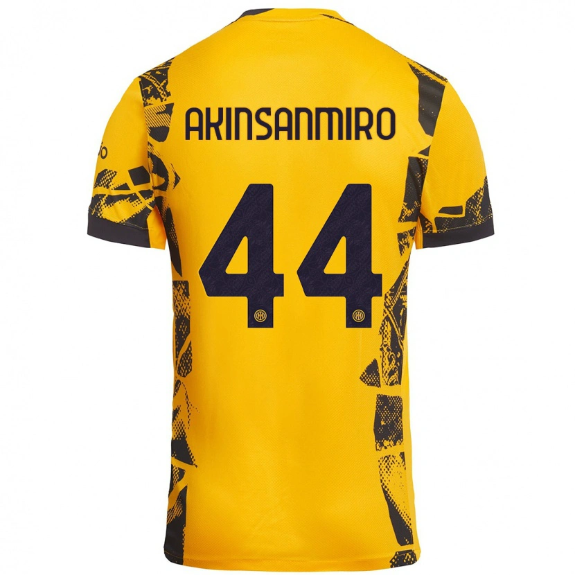 Danxen Hombre Camiseta Ebenezer Akinsanmiro #44 Dorado Negro Equipación Tercera 2024/25 La Camisa