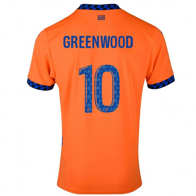 Danxen Hombre Camiseta Mason Greenwood #10 Naranja Azul Oscuro Equipación Tercera 2024/25 La Camisa