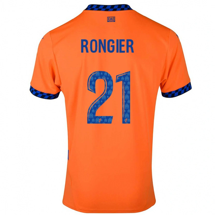 Danxen Hombre Camiseta Valentin Rongier #21 Naranja Azul Oscuro Equipación Tercera 2024/25 La Camisa