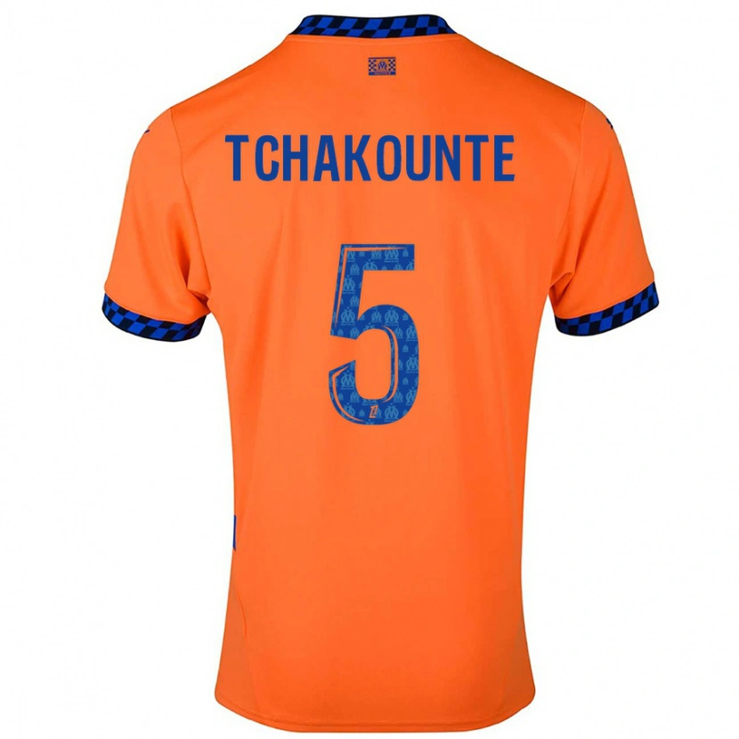 Danxen Hombre Camiseta Annaëlle Tchakounté #5 Naranja Azul Oscuro Equipación Tercera 2024/25 La Camisa