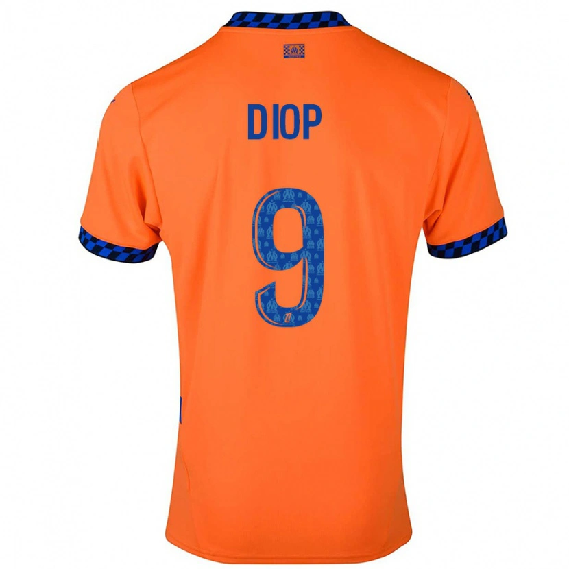 Danxen Hombre Camiseta Mama Diop #9 Naranja Azul Oscuro Equipación Tercera 2024/25 La Camisa