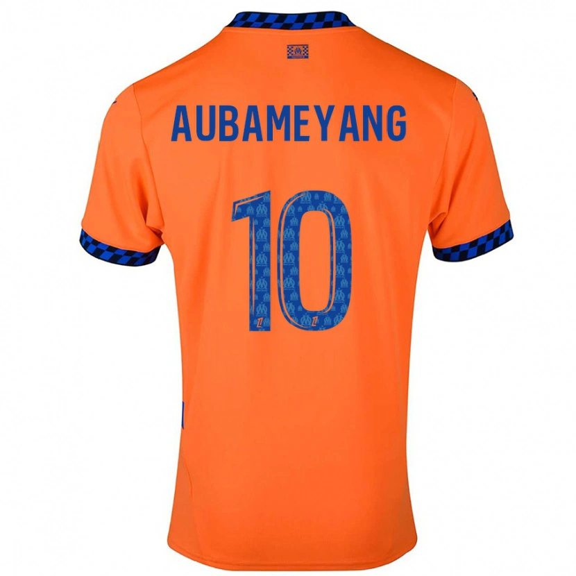 Danxen Hombre Camiseta Pierre-Emerick Aubameyang #10 Naranja Azul Oscuro Equipación Tercera 2024/25 La Camisa
