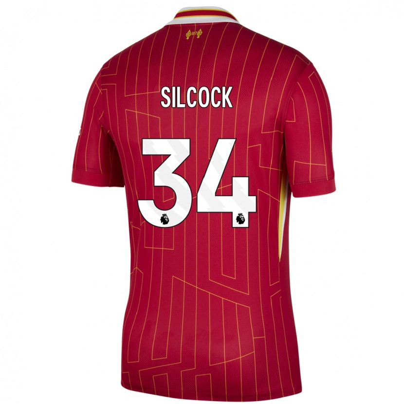 Danxen Mujer Camiseta Hannah Silcock #34 Rojo Amarillo Blanco 1ª Equipación 2024/25 La Camisa