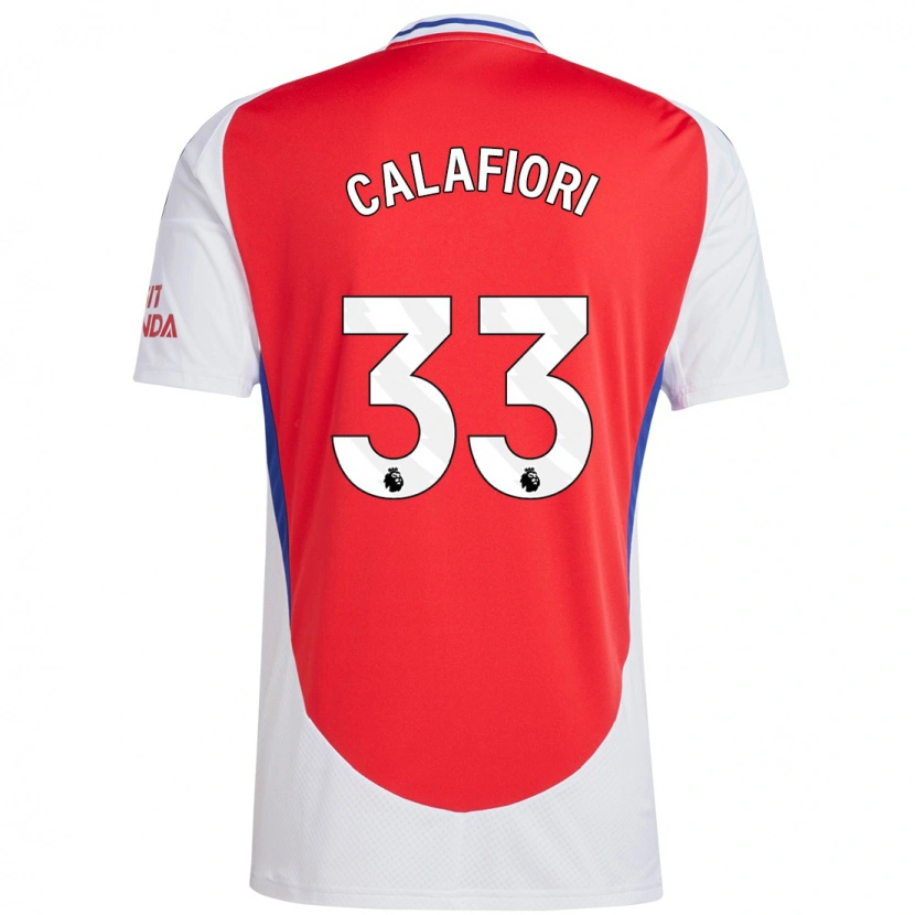 Danxen Mujer Camiseta Riccardo Calafiori #33 Rojo Blanco 1ª Equipación 2024/25 La Camisa