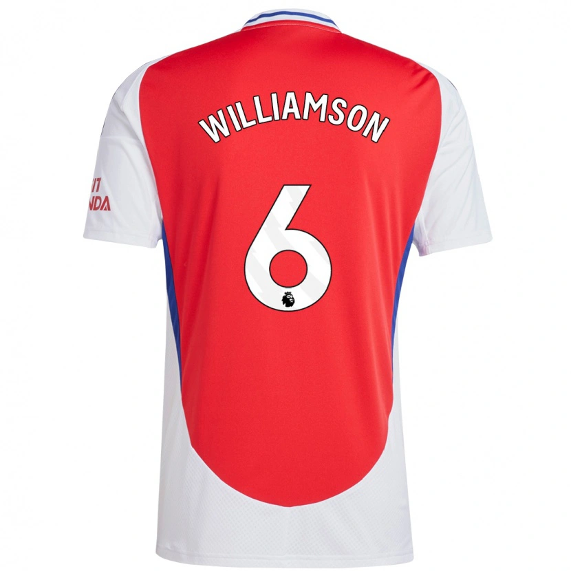 Danxen Mujer Camiseta Leah Williamson #6 Rojo Blanco 1ª Equipación 2024/25 La Camisa