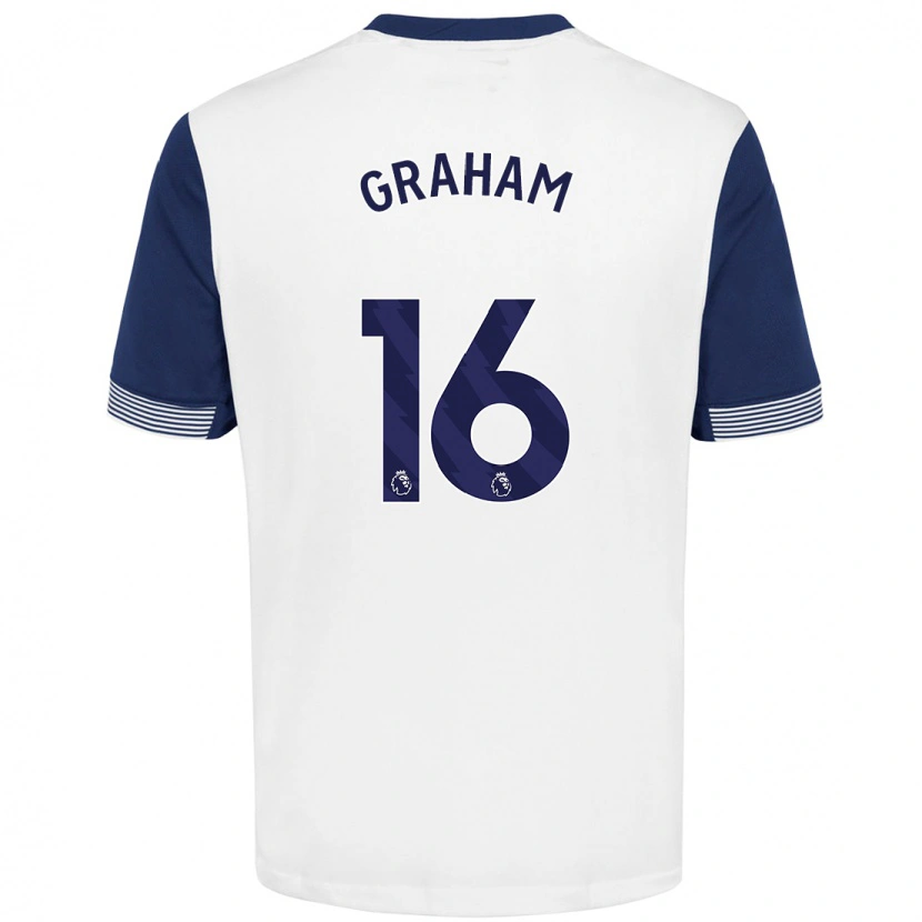 Danxen Mujer Camiseta Kit Graham #16 Blanco Azul 1ª Equipación 2024/25 La Camisa