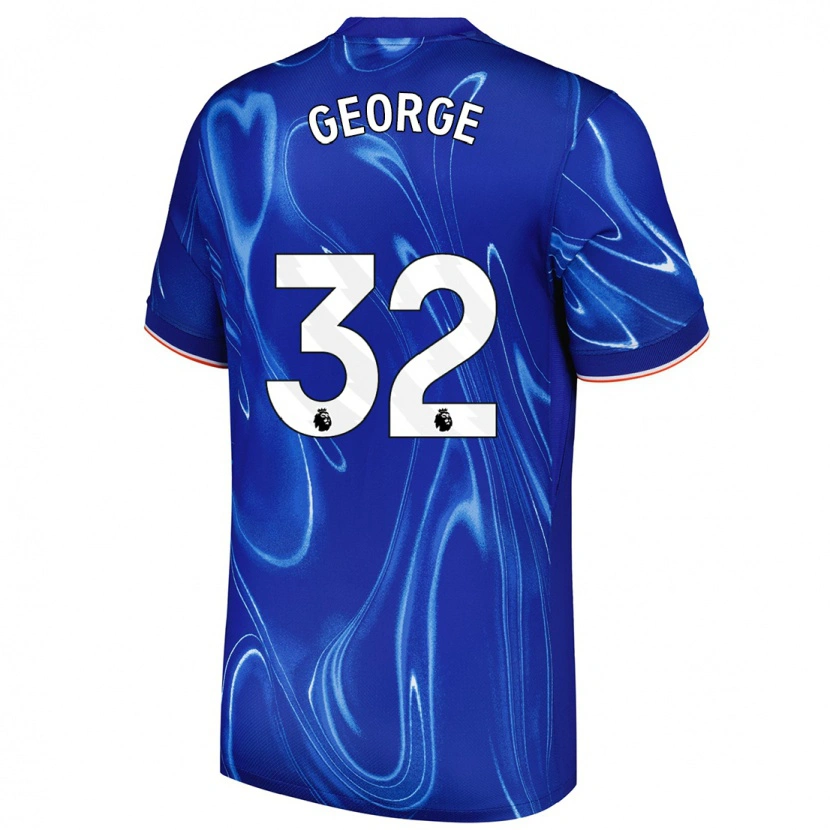 Danxen Mujer Camiseta Tyrique George #32 Azul Blanco 1ª Equipación 2024/25 La Camisa
