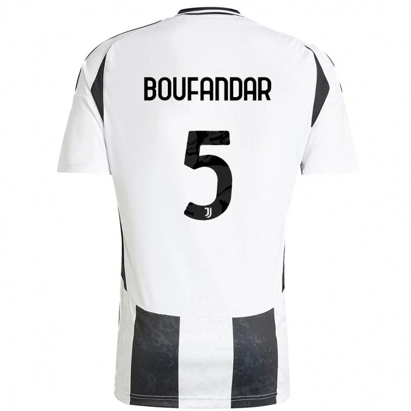 Danxen Mujer Camiseta Adam Boufandar #5 Blanco Negro 1ª Equipación 2024/25 La Camisa