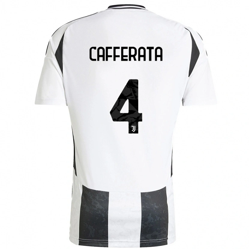 Danxen Mujer Camiseta Federica Cafferata #4 Blanco Negro 1ª Equipación 2024/25 La Camisa