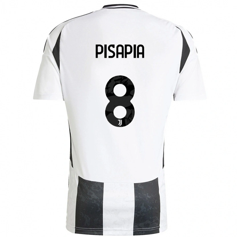 Danxen Mujer Camiseta Luciano Pisapia #8 Blanco Negro 1ª Equipación 2024/25 La Camisa