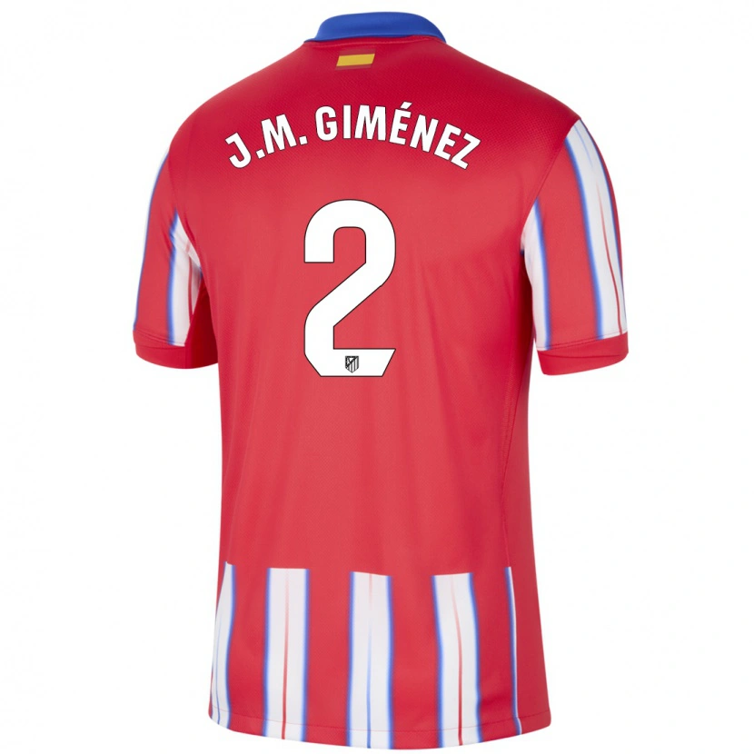 Danxen Mujer Camiseta José María Giménez #2 Rojo Blanco Azul 1ª Equipación 2024/25 La Camisa