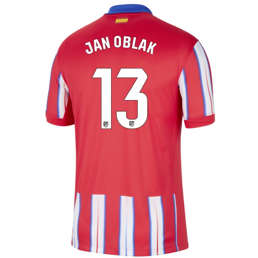 Danxen Mujer Camiseta Jan Oblak #13 Rojo Blanco Azul 1ª Equipación 2024/25 La Camisa