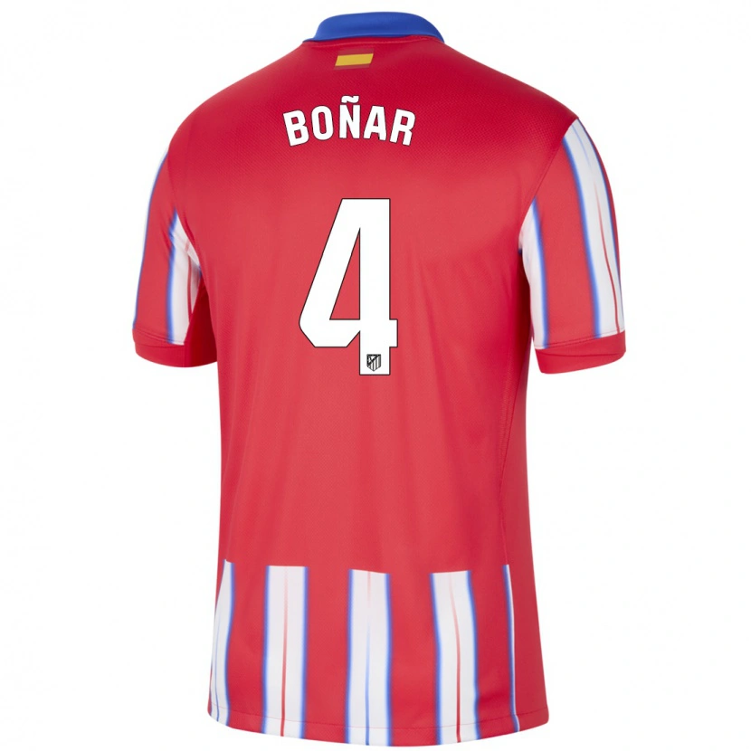Danxen Mujer Camiseta Javier Boñar #4 Rojo Blanco Azul 1ª Equipación 2024/25 La Camisa