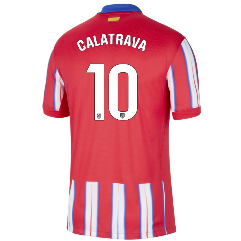Danxen Mujer Camiseta Álex Calatrava #10 Rojo Blanco Azul 1ª Equipación 2024/25 La Camisa