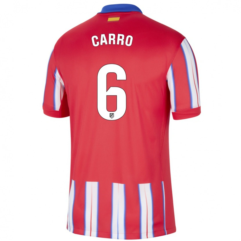 Danxen Mujer Camiseta Mikel Carro #6 Rojo Blanco Azul 1ª Equipación 2024/25 La Camisa