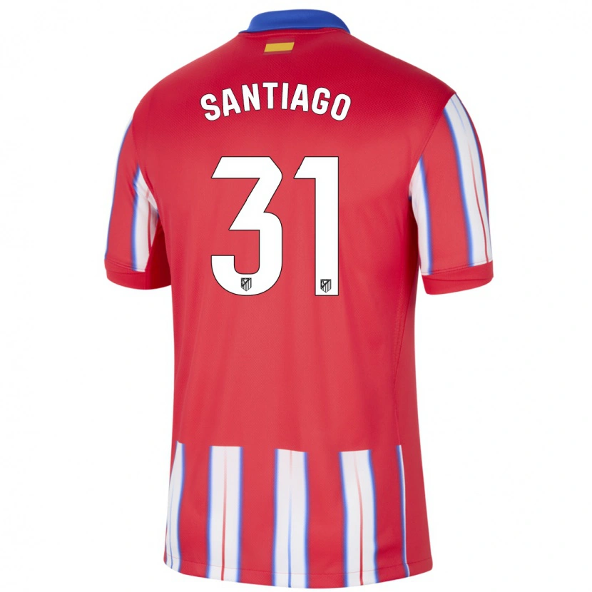 Danxen Mujer Camiseta Abraham Santiago #31 Rojo Blanco Azul 1ª Equipación 2024/25 La Camisa