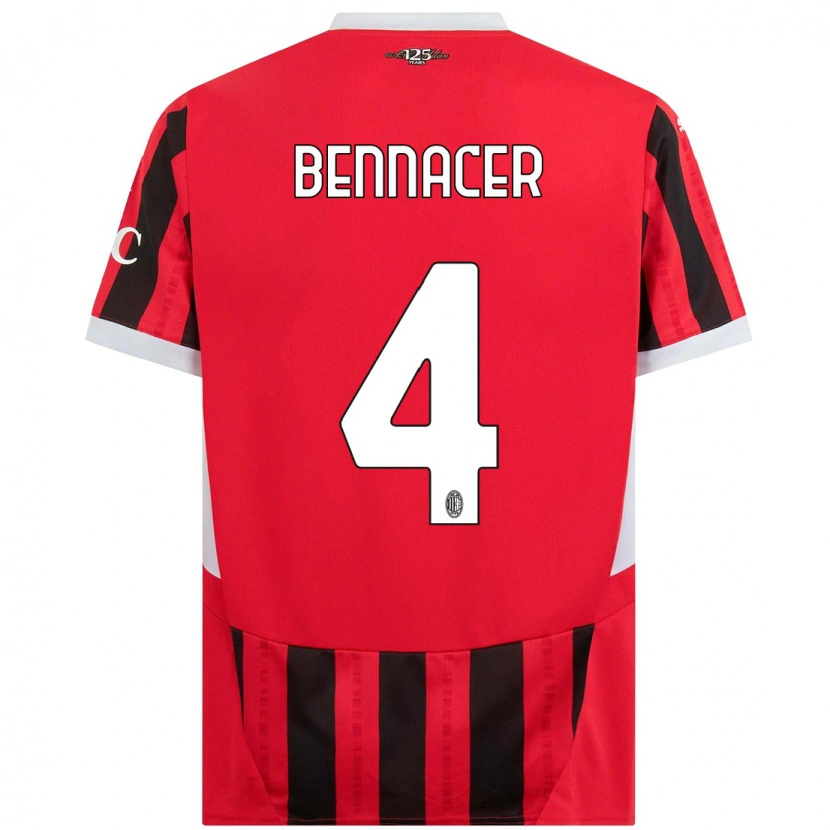 Danxen Mujer Camiseta Ismaël Bennacer #4 Rojo Negro 1ª Equipación 2024/25 La Camisa
