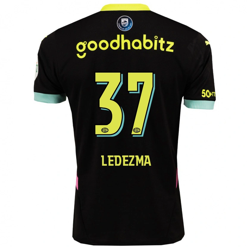 Danxen Mujer Camiseta Richard Ledezma #37 Negro Amarillo 2ª Equipación 2024/25 La Camisa