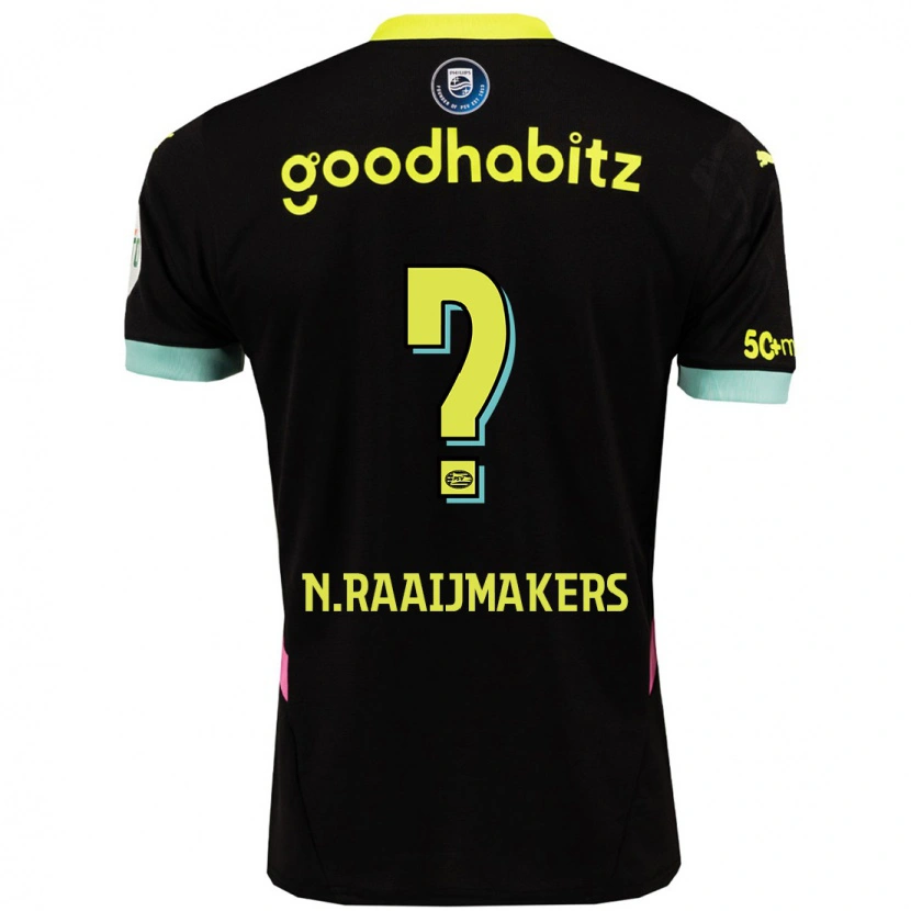 Danxen Mujer Camiseta Niels Raaijmakers #0 Negro Amarillo 2ª Equipación 2024/25 La Camisa