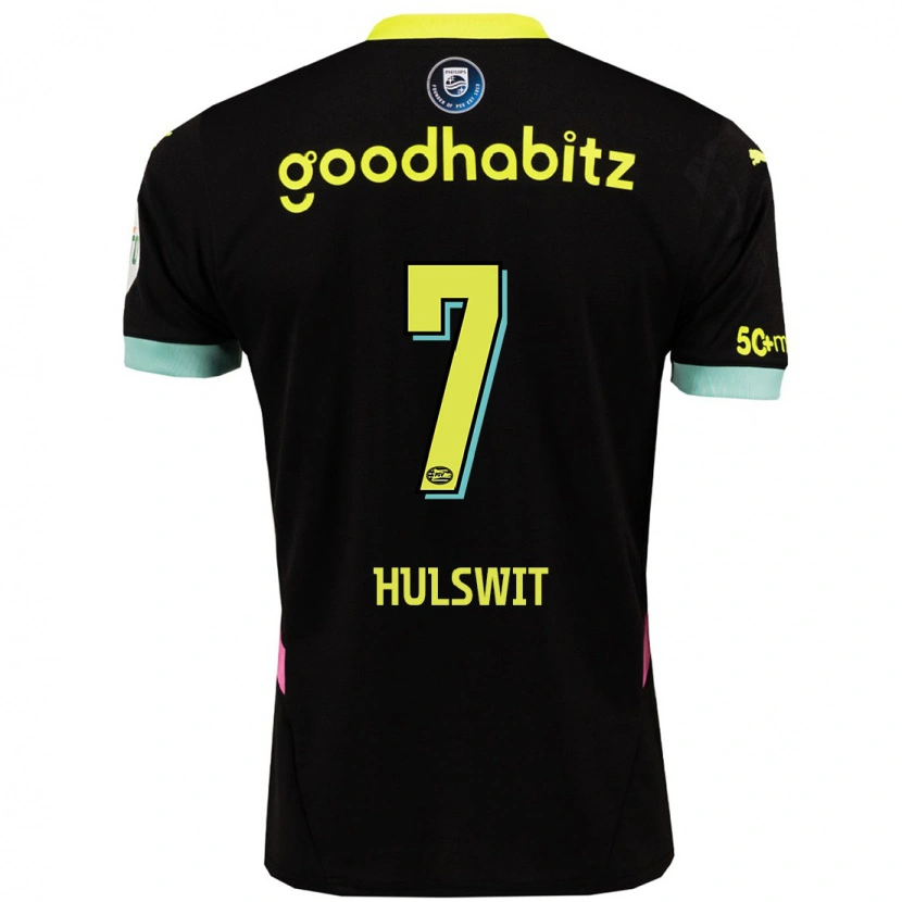 Danxen Mujer Camiseta Zera Hulswit #7 Negro Amarillo 2ª Equipación 2024/25 La Camisa