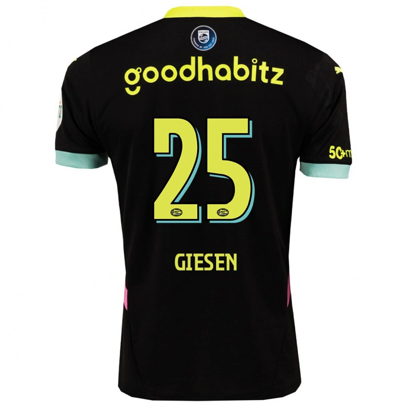 Danxen Mujer Camiseta Suzanne Giesen #25 Negro Amarillo 2ª Equipación 2024/25 La Camisa