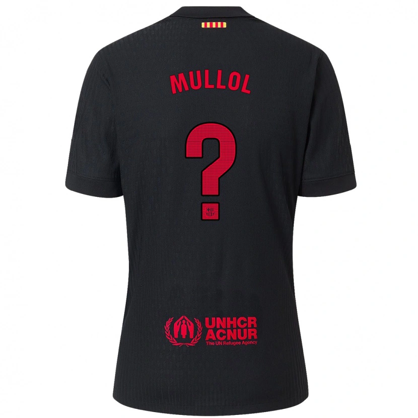 Danxen Mujer Camiseta Gerard Mullol #0 Negro Rojo 2ª Equipación 2024/25 La Camisa