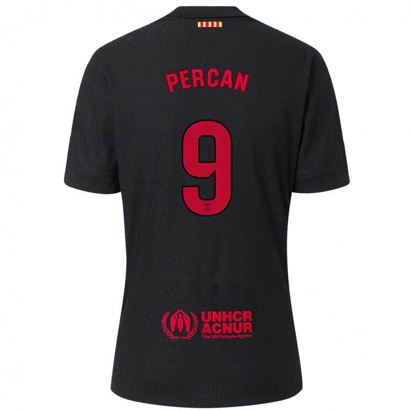 Danxen Mujer Camiseta Diego Percan #9 Negro Rojo 2ª Equipación 2024/25 La Camisa