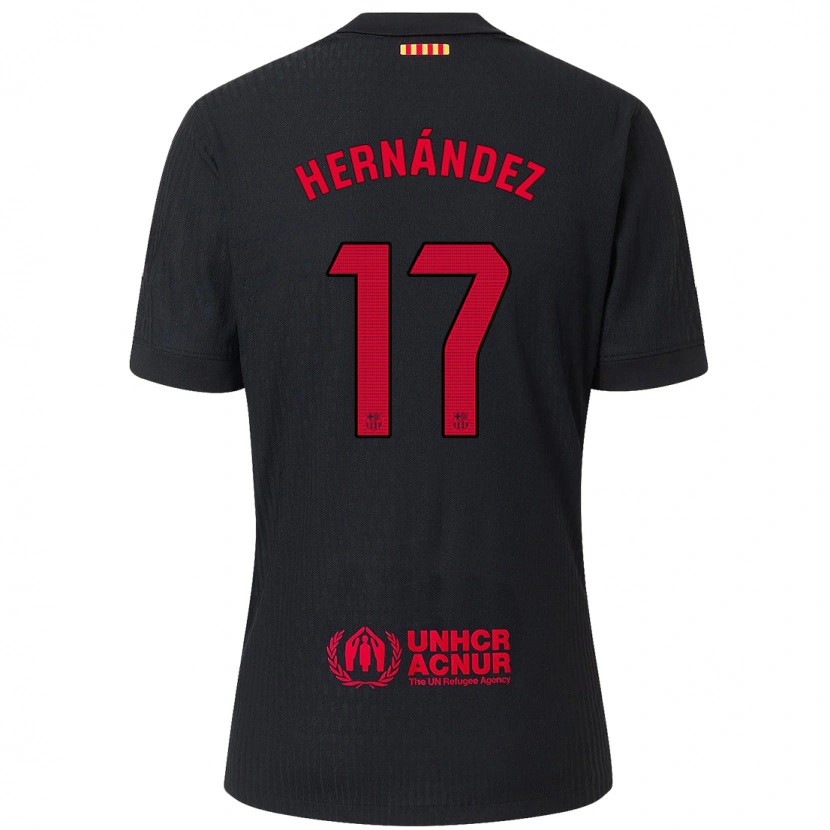 Danxen Mujer Camiseta Juan Hernández #17 Negro Rojo 2ª Equipación 2024/25 La Camisa