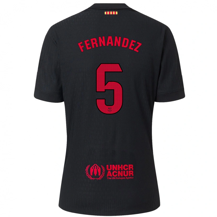 Danxen Mujer Camiseta Jana Fernández #5 Negro Rojo 2ª Equipación 2024/25 La Camisa