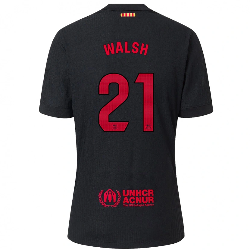 Danxen Mujer Camiseta Keira Walsh #21 Negro Rojo 2ª Equipación 2024/25 La Camisa