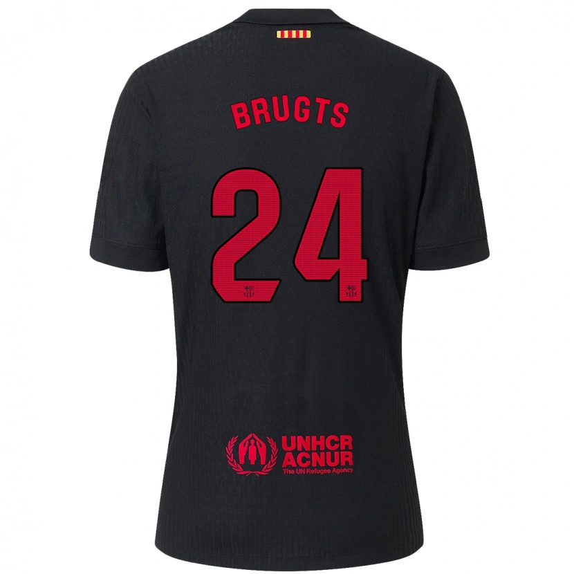 Danxen Mujer Camiseta Esmee Brugts #24 Negro Rojo 2ª Equipación 2024/25 La Camisa
