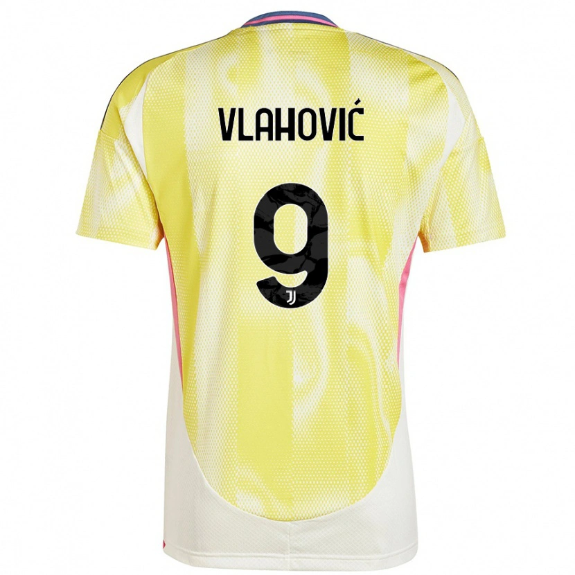 Danxen Mujer Camiseta Dušan Vlahović #9 Amarillo Solar 2ª Equipación 2024/25 La Camisa