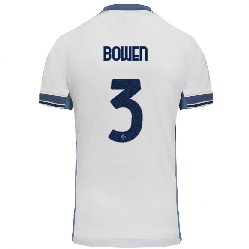 Danxen Mujer Camiseta Katie Bowen #3 Blanco Gris 2ª Equipación 2024/25 La Camisa