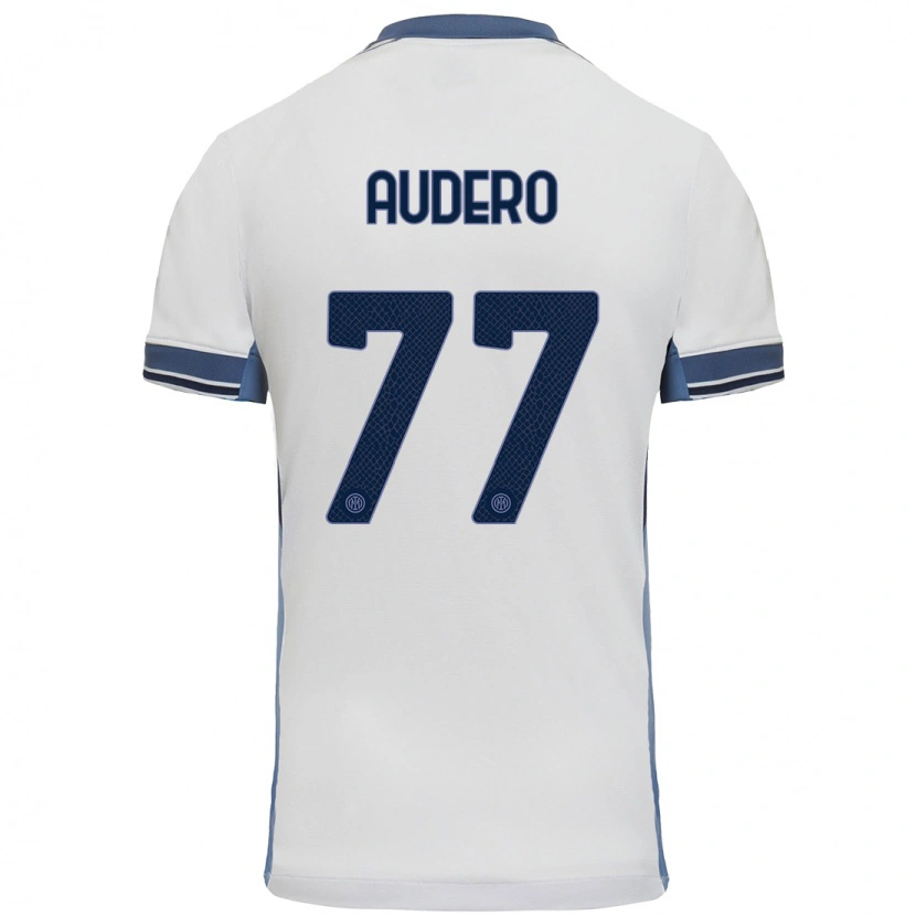 Danxen Mujer Camiseta Emil Audero #77 Blanco Gris 2ª Equipación 2024/25 La Camisa