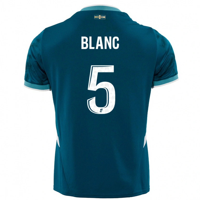 Danxen Mujer Camiseta Amandine Blanc #5 Azul Turquesa 2ª Equipación 2024/25 La Camisa