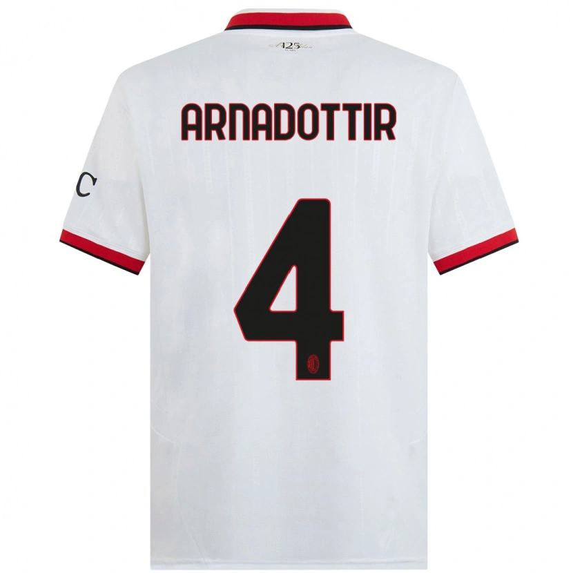 Danxen Mujer Camiseta Guony Arnadottir #4 Blanco Negro Rojo 2ª Equipación 2024/25 La Camisa