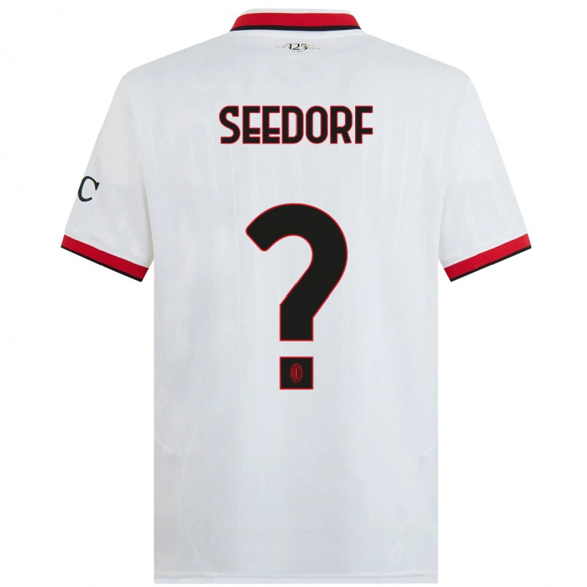 Danxen Mujer Camiseta Denzel Viana Seedorf #0 Blanco Negro Rojo 2ª Equipación 2024/25 La Camisa