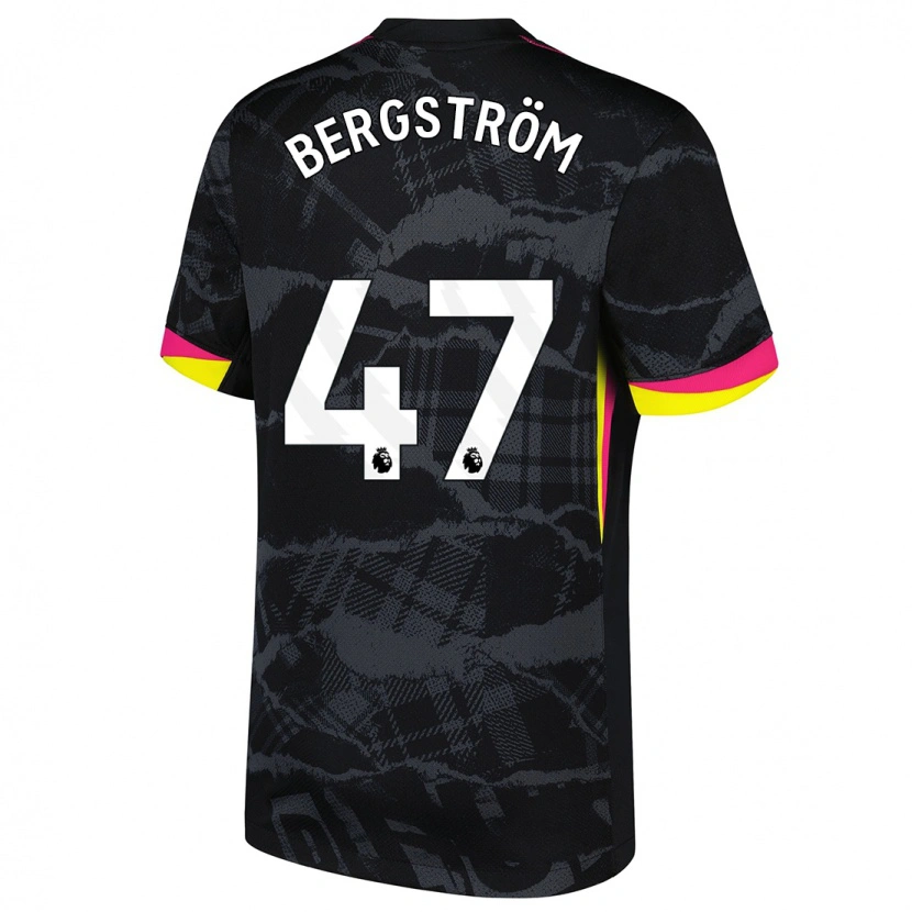 Danxen Mujer Camiseta Lucas Bergström #47 Negro Rosa Equipación Tercera 2024/25 La Camisa