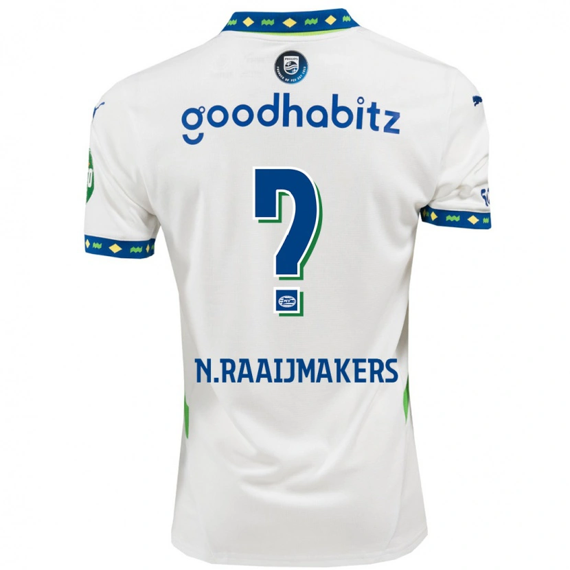 Danxen Mujer Camiseta Niels Raaijmakers #0 Blanco Azul Oscuro Equipación Tercera 2024/25 La Camisa