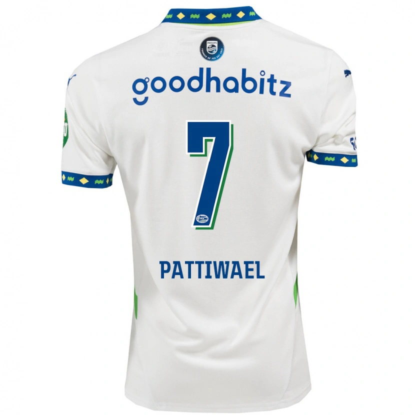 Danxen Mujer Camiseta Naomi Pattiwael #7 Blanco Azul Oscuro Equipación Tercera 2024/25 La Camisa
