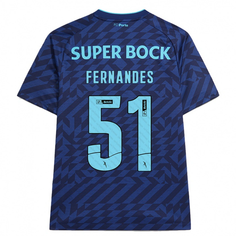 Danxen Mujer Camiseta Diogo Fernandes #51 Azul Marino Equipación Tercera 2024/25 La Camisa